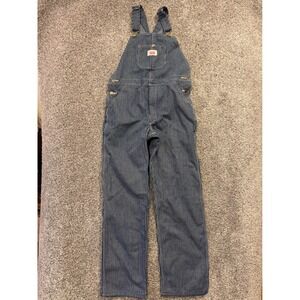 Round House Overalls Youth 18 Blue White Hickory Stripe Denim Overalls Workwear